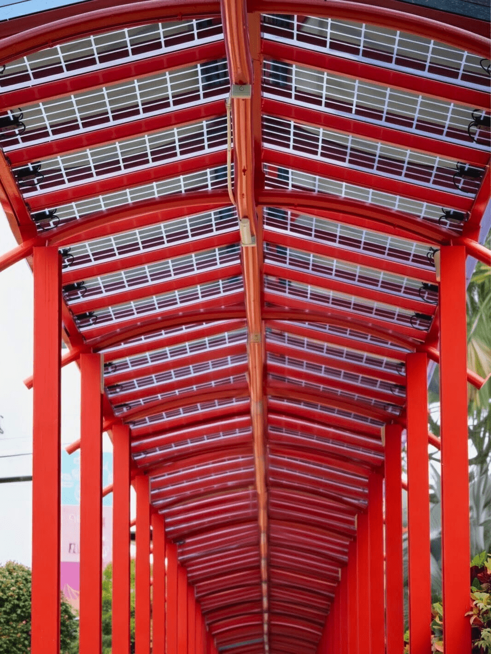 Longest Sheltered Walkway Fitted with Solar Panels at Singapore Discovery Centre.